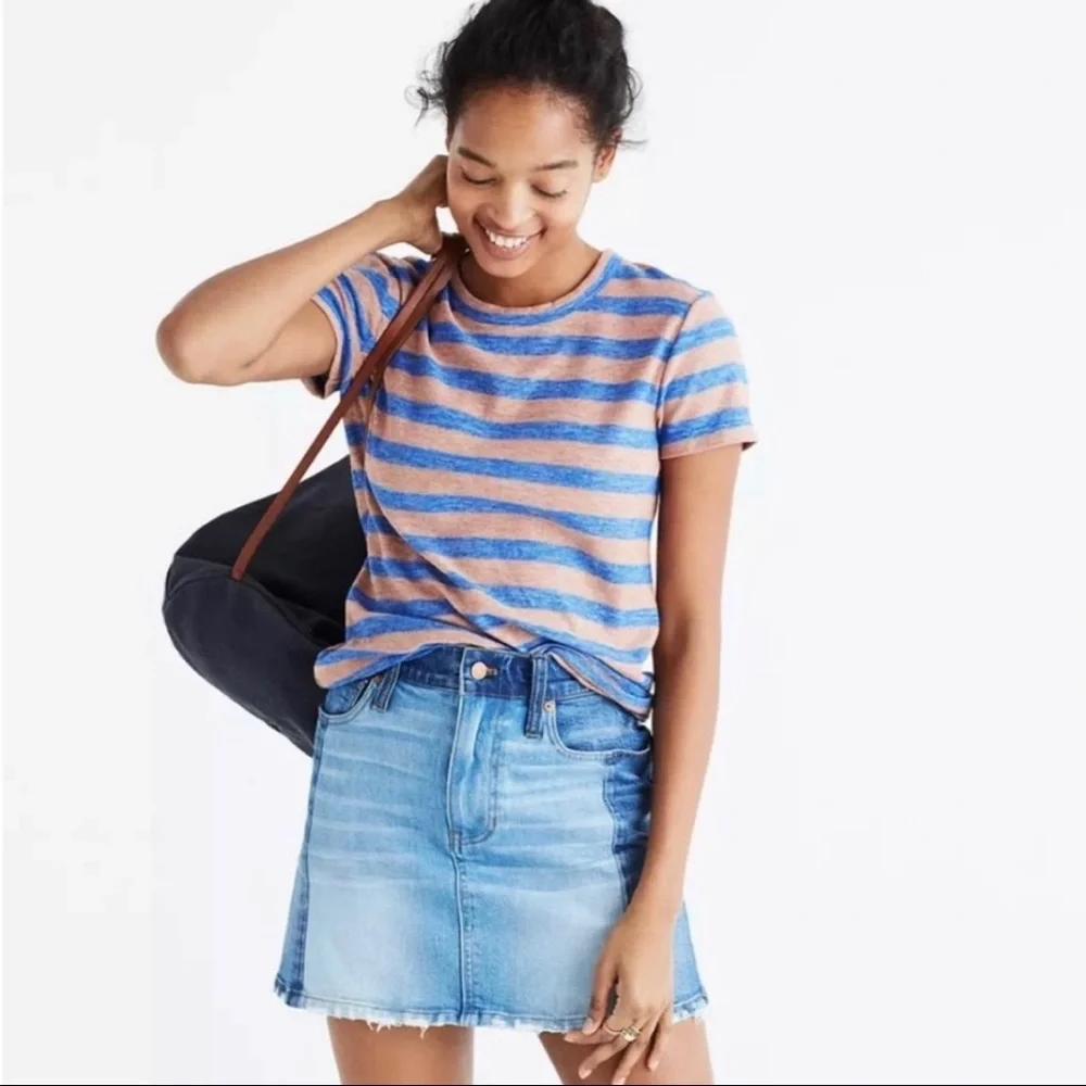 Madewell Pieced McCarren A-Line Denim 2 Tone Skirt Size 27